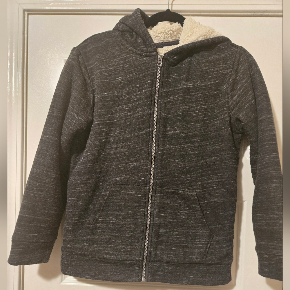 Old Navy Gray Jacket with Pockets, Sherpa inside, XL (14-16) Stretch